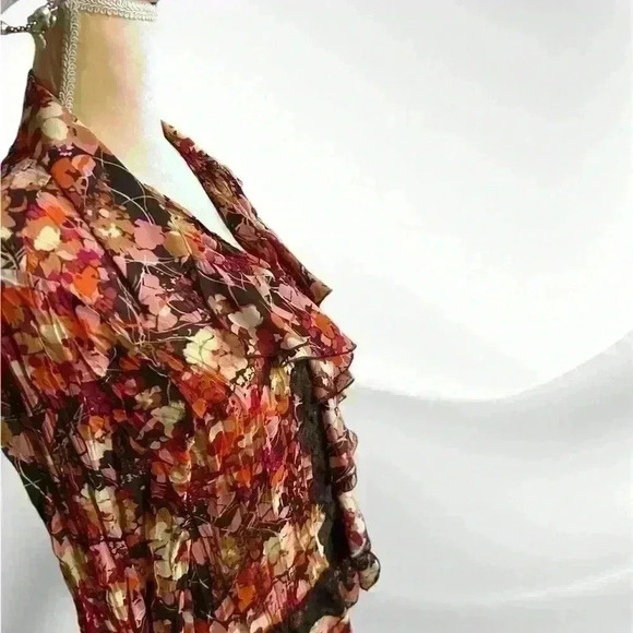 Vintage paisley blouse scarf tie neck sheer patterned top Allison taylor L NWT - Picture 5 of 11